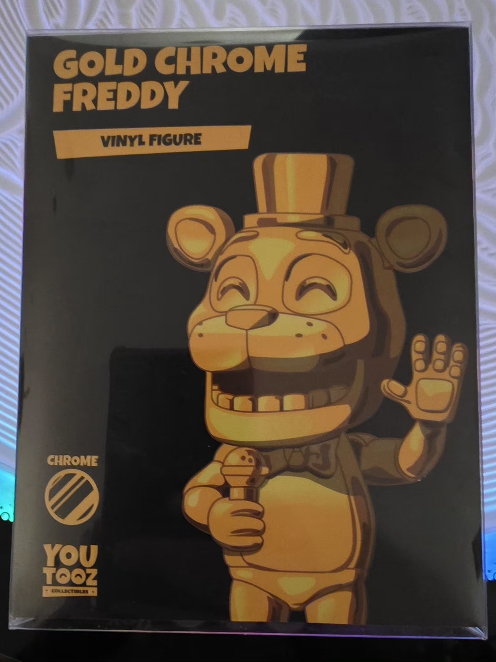 Limited Edition YOU TOOZ Gold Chrome Freddy Vinyl Figure Collectible